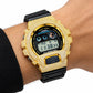 Iced out moissanite G-Shock DW-6900 watch with yellow iced case and black band – men's hip hop iced out watch