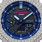Iced out moissanite G-Shock GA-2100 watch with black band and blue dial – moissanite bust down watch