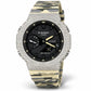 Iced out moissanite G-Shock GA-2100 watch with black dial and cream camo band – custom moissanite G-Shock