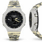 Iced out moissanite G-Shock GA-2100 watch with black dial and cream camo band – custom bust down CasiOak
