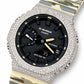 Iced out moissanite G-Shock GA-2100 watch with black dial and cream camo band – custom iced G-Shock