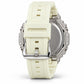 Iced out moissanite G-Shock GA-2100 watch with cream white dial and band – men's hip hop iced out watch