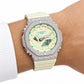 Iced out moissanite G-Shock GA-2100 watch with cream white dial and band – moissanite bust down watch