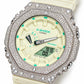 Iced out moissanite G-Shock GA-2100 watch with cream white dial and band – iced out CasiOak