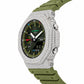 Iced out moissanite G-Shock GA-2100 watch with olive green dial and band – custom bust down CasiOak