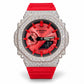 Iced out moissanite G-Shock GA-2100 watch with red dial and red band – custom iced G-Shock