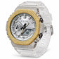 Iced out moissanite G-Shock GA-2100 watch with two-tone iced bezel and clear band – custom iced G-Shock
