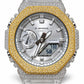 Iced out moissanite G-Shock GA-2100 watch with two-tone iced bezel and clear band – iced out CasiOak
