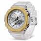 Iced out moissanite G-Shock GA-2100 watch with two-tone iced bezel and clear band – bust down G-Shock