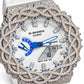Iced out moissanite G-Shock GA-2100 watch with white dial and barbed wire bezel – fully iced moissanite case and bezel