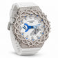 Iced out moissanite G-Shock GA-2100 watch with white dial and barbed wire bezel – men's hip hop iced out watch
