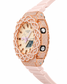 Iced out rose gold G-Shock watch with blush pink band - angle
