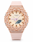 Iced out rose gold G-Shock watch with blush pink band - front