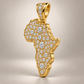 Custom gold and diamond Africa Map pendant front view