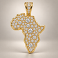 Custom gold and diamond Africa Map pendant detail view