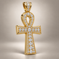 Custom gold and diamond Ankh pendant angled view
