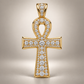 Custom gold and diamond Ankh pendant detail view
