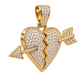Custom gold and diamond Broken Heart Arrow pendant angled view
