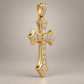 Custom gold and diamond Cross pendant side profile