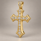 Custom gold and diamond Cross pendant front view