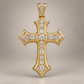 Custom gold and diamond Cross pendant angled view