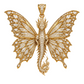 Custom gold and diamond Dragon Butterfly pendant detail view