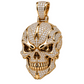 Custom gold and diamond Fire Skull pendant angled view