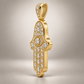 Custom gold and diamond Hamsa pendant side profile