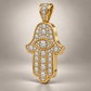Custom gold and diamond Hamsa pendant front view