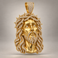 Custom gold and diamond Jesus head pendant front view