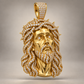 Custom gold and diamond Jesus head pendant angled view