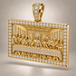 Custom gold and diamond Last Supper pendant angled view