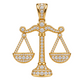 Custom gold and diamond Libra Scales pendant detail view