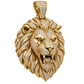 Custom gold and diamond Lion Head pendant angled view
