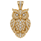 Custom gold and diamond Owl pendant detail view