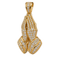 Custom gold and diamond Praying Hands pendant front view