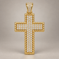 Custom gold and diamond Rope Bezel Cross pendant angled view