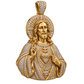 Custom gold and diamond Sacred Heart pendant angled view
