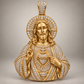 Custom gold and diamond Sacred Heart pendant detail view
