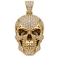 Custom gold and diamond Skull pendant detail view