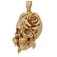 Custom gold and diamond Skull and Rose pendant angled view