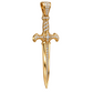 Custom gold and diamond Sword pendant angled view
