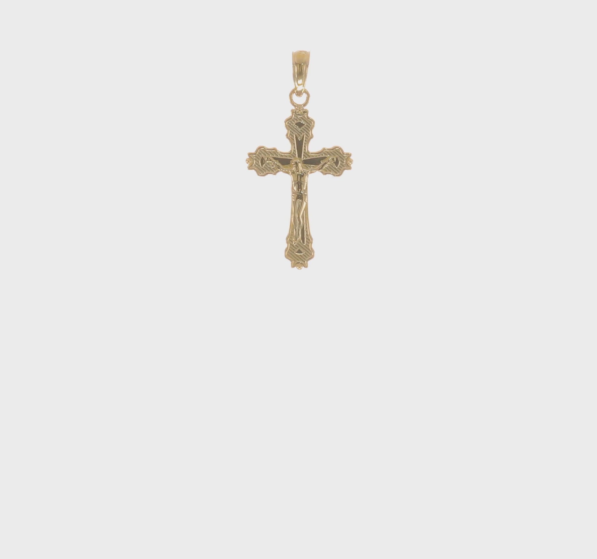 10K yellow gold scalloped-edge crucifix charm video - 10K8583