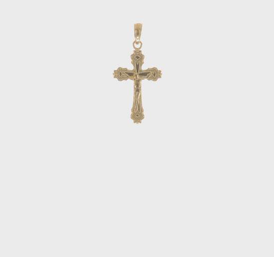 10K yellow gold scalloped-edge crucifix charm video - 10K8583