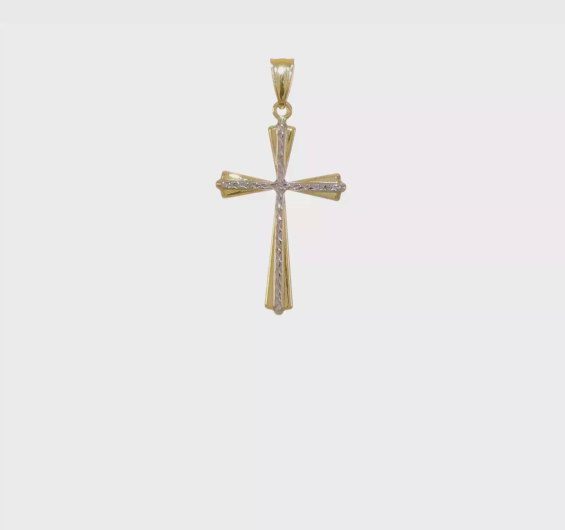 14K Gold and White Rhodium Diamond-Cut Cross Pendant video