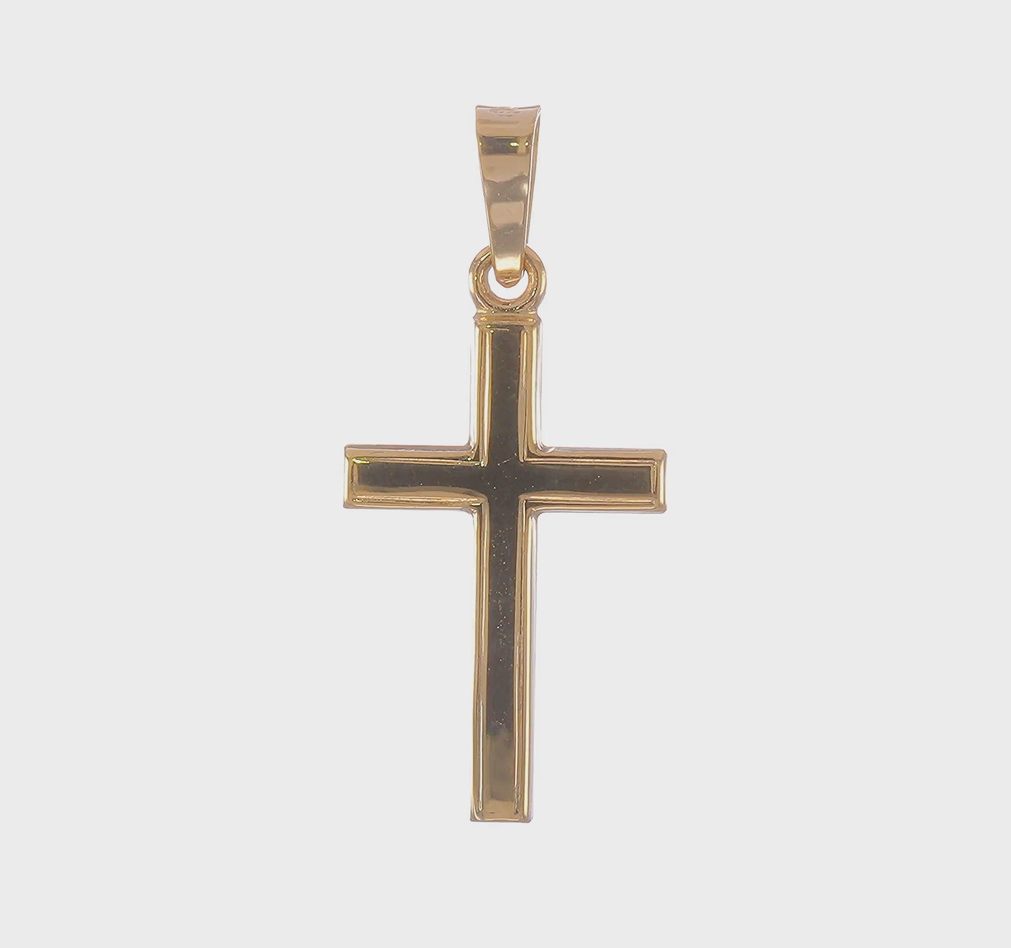 14K yellow gold polished textured Latin cross pendant video - XR1413
