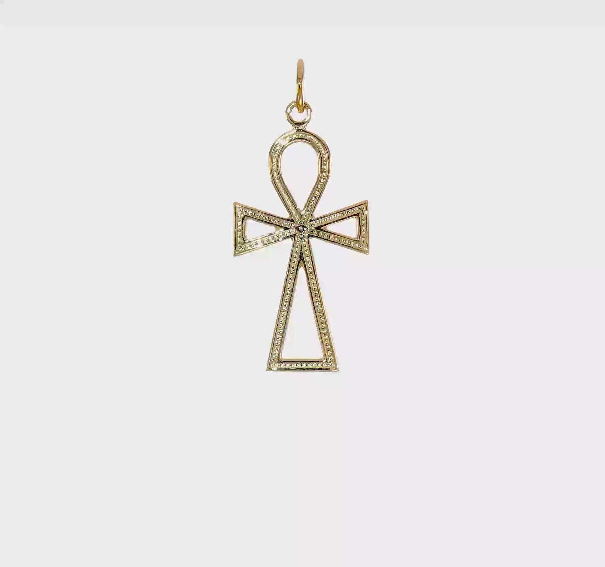 10K yellow gold ankh cross pendant video, small - 10C289