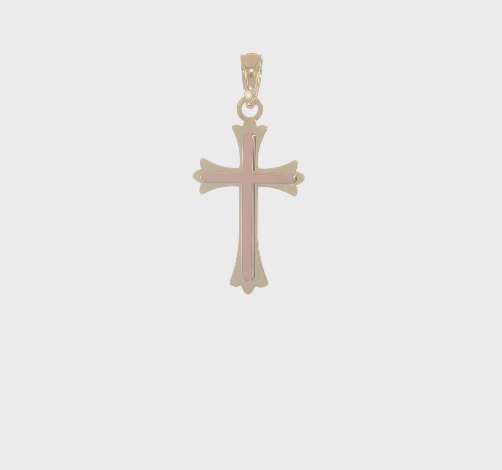 10K two-tone gold polished cross charm video - 10K9067