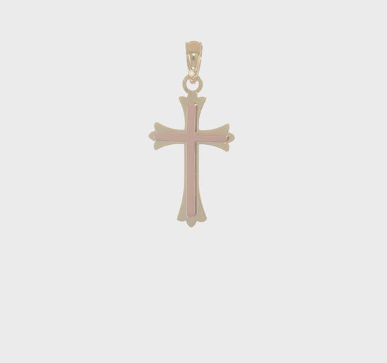 10K two-tone gold polished cross charm video - 10K9067