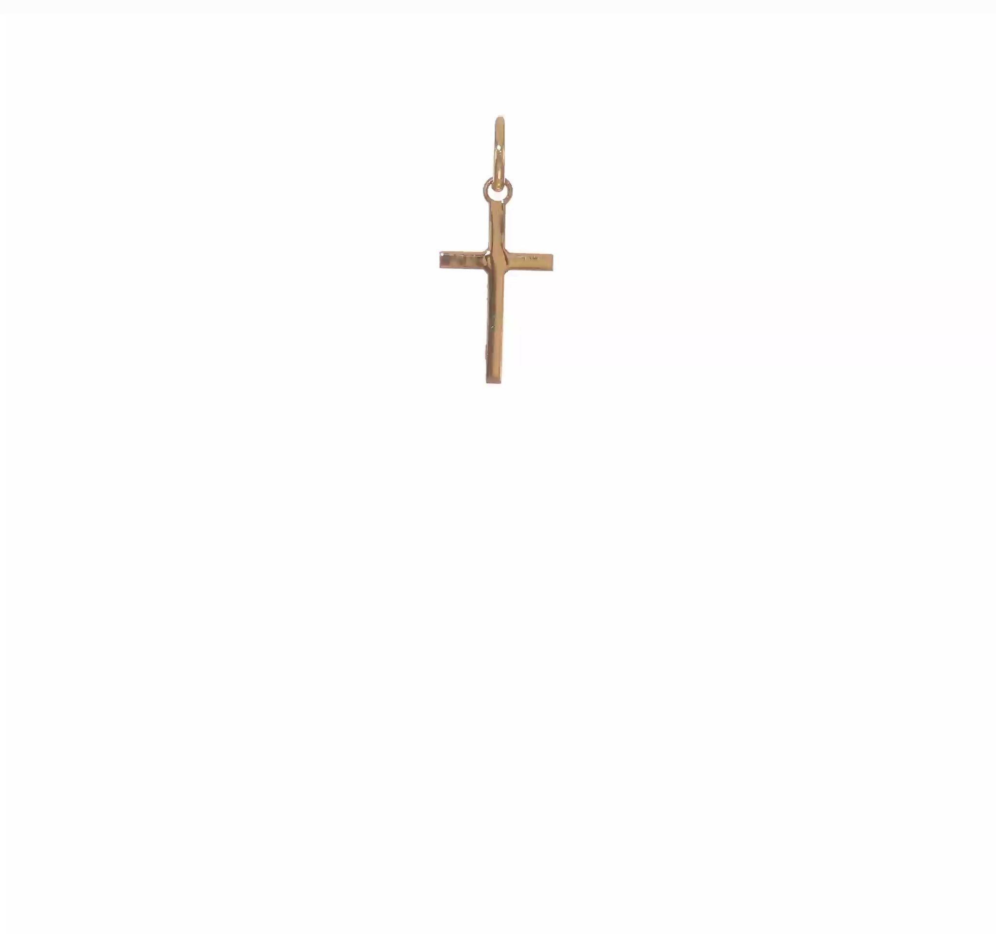 14K gold polished slim cross charm video - D5868